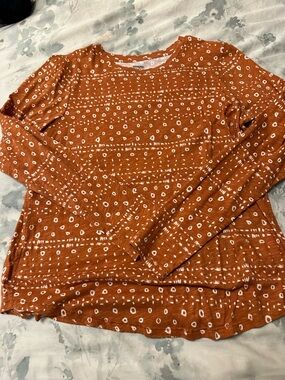Sonoma Burnt Orange Long-Sleeve Patterned Top